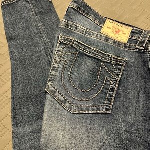 True Religion, Halle High Rise Blue Denim Jeans.